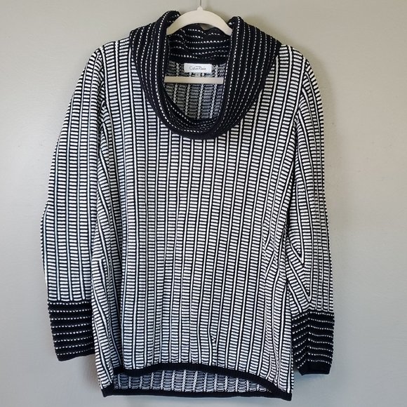 Calvin Klein Womens Black and White Cowl Neck Sweater. Size XL. - Picture 1 of 6